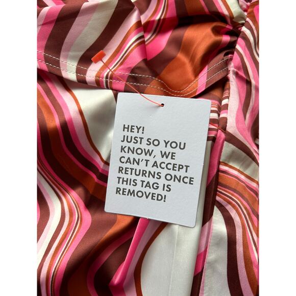 ASOS Design Sexy Swirl Long Sleeve Mini Shirt Dress Pink US 6 NWT - Picture 6 of 7